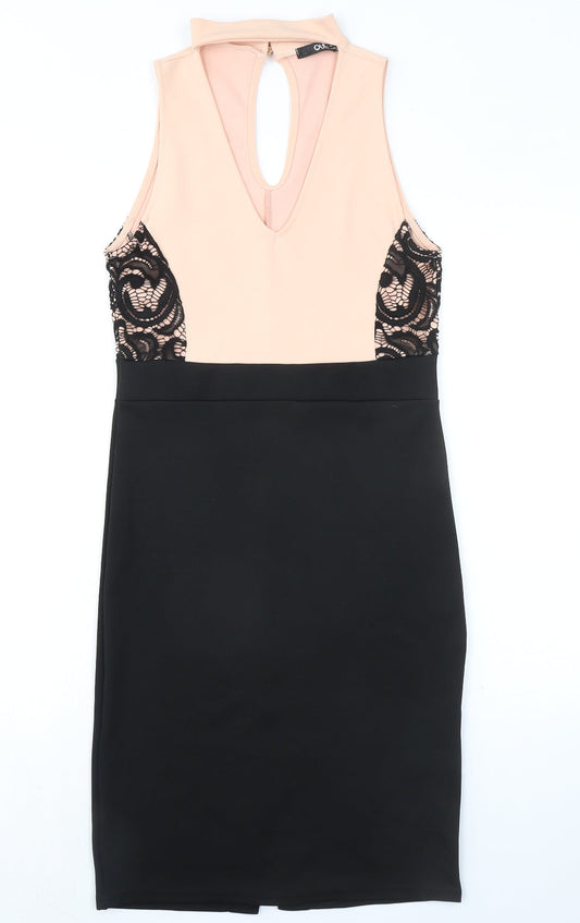 Quiz Womens Black Polyester Shift Size 12 Halter Button