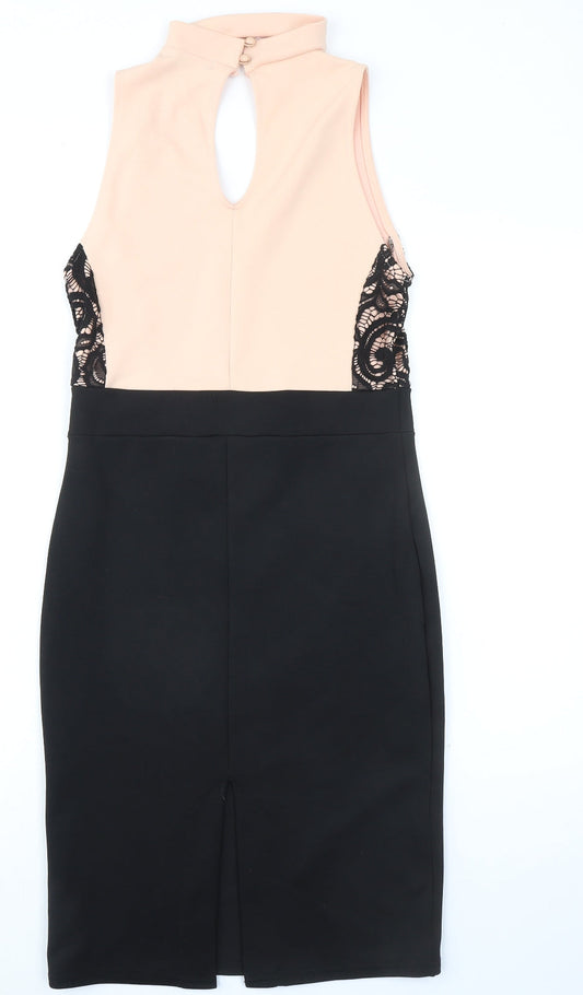 Quiz Womens Black Polyester Shift Size 12 Halter Button