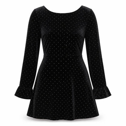 ASOS Womens Black Polka Dot Polyester A-Line Size 8 Round Neck Pullover