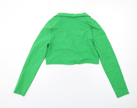 I SAW IT FIRST Womens Green Viscose Cropped Blouse Size 10 Collared