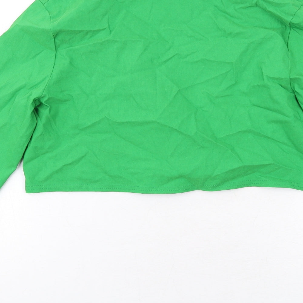 I SAW IT FIRST Womens Green Viscose Cropped Blouse Size 10 Collared