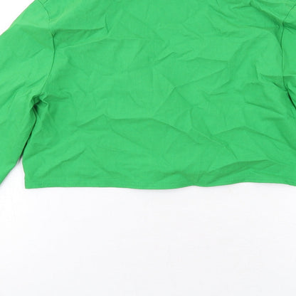 I SAW IT FIRST Womens Green Viscose Cropped Blouse Size 10 Collared