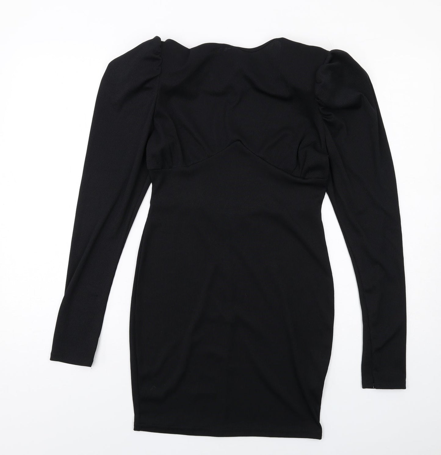 Pink Vanilla Womens Black Polyester Mini Size 10 Boat Neck Pullover - Ribbed