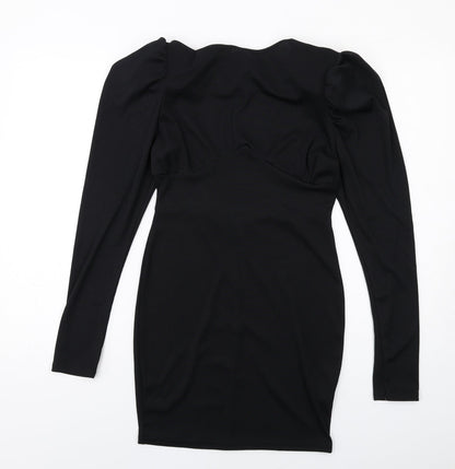 Pink Vanilla Womens Black Polyester Mini Size 10 Boat Neck Pullover - Ribbed