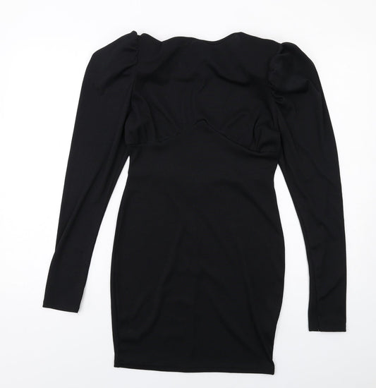 Pink Vanilla Womens Black Polyester Mini Size 10 Boat Neck Pullover - Ribbed