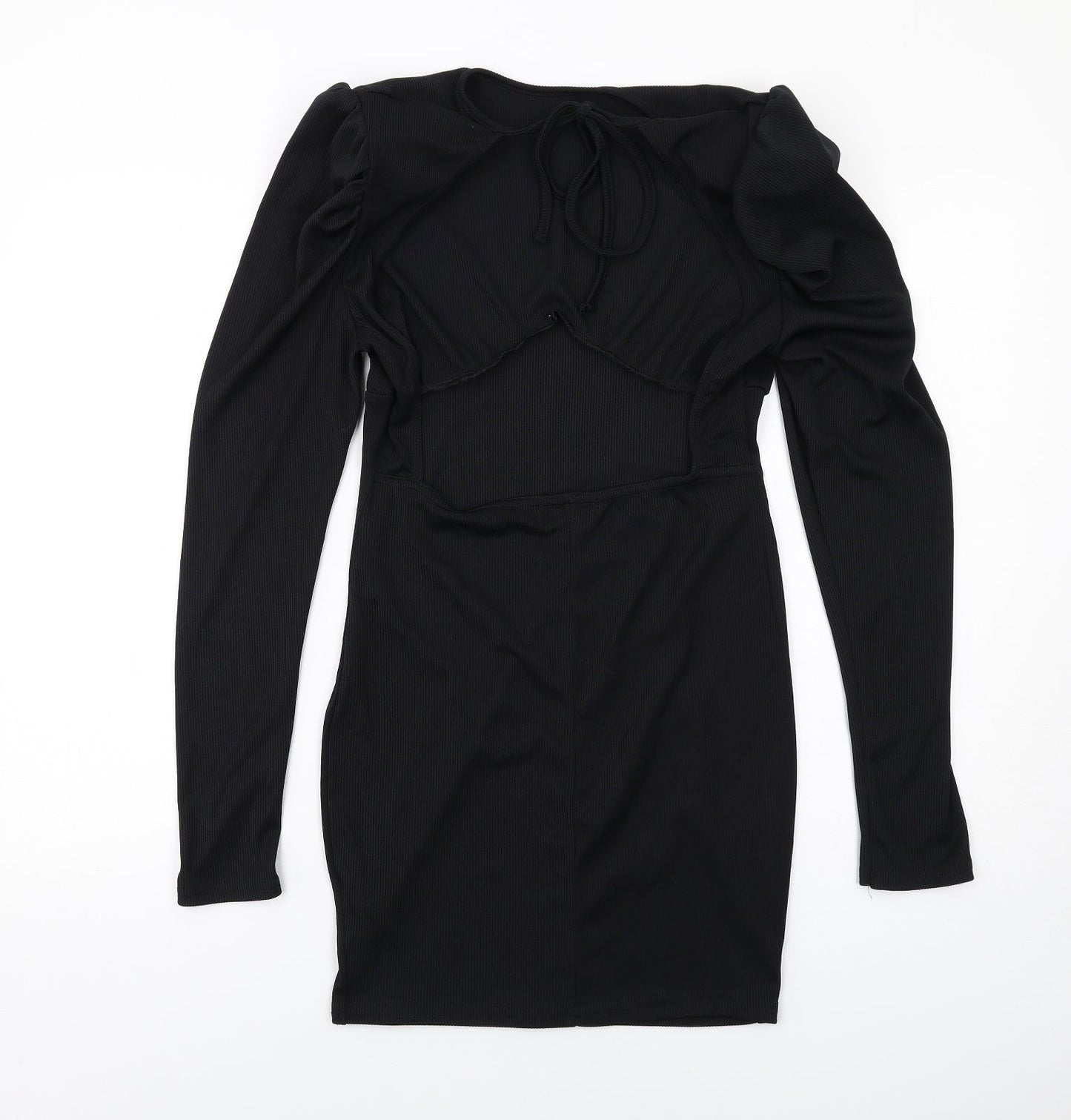 Pink Vanilla Womens Black Polyester Mini Size 10 Boat Neck Pullover - Ribbed