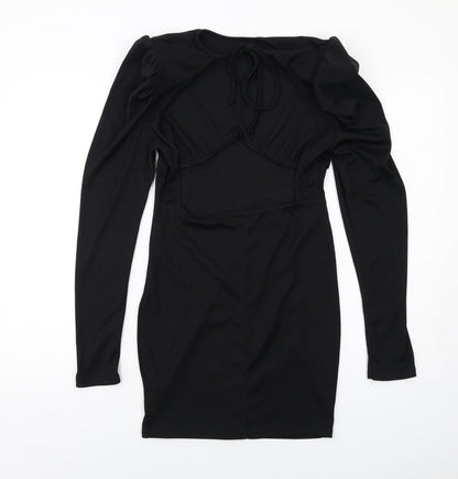 Pink Vanilla Womens Black Polyester Mini Size 10 Boat Neck Pullover - Ribbed