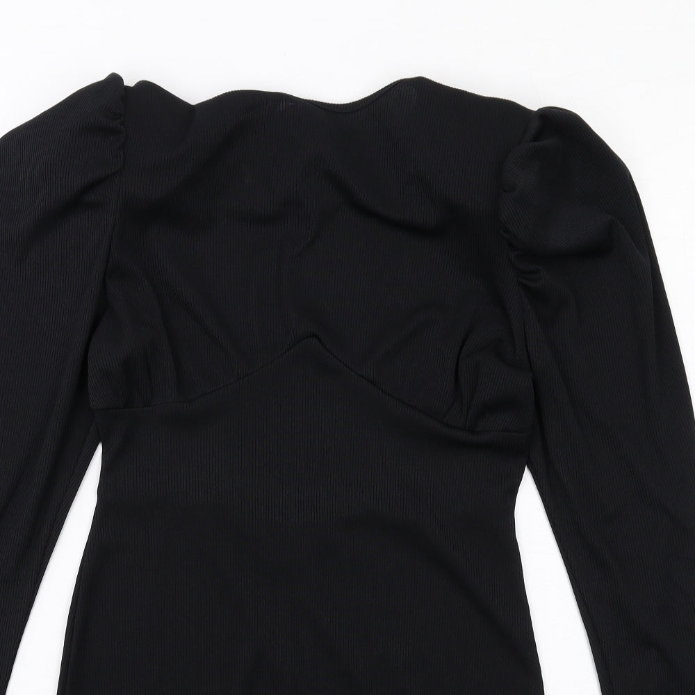 Pink Vanilla Womens Black Polyester Mini Size 10 Boat Neck Pullover - Ribbed