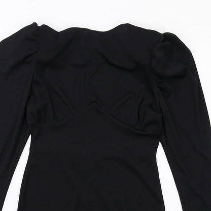 Pink Vanilla Womens Black Polyester Mini Size 10 Boat Neck Pullover - Ribbed