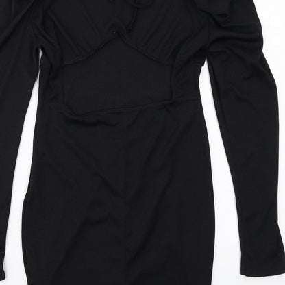 Pink Vanilla Womens Black Polyester Mini Size 10 Boat Neck Pullover - Ribbed