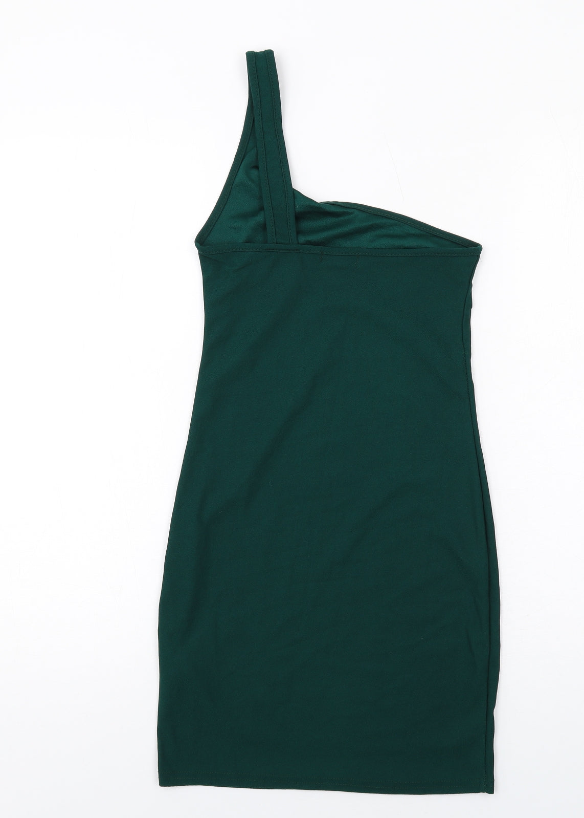 PRETTYLITTLETHING Womens Green Polyester Mini Size 4 One Shoulder Pullover