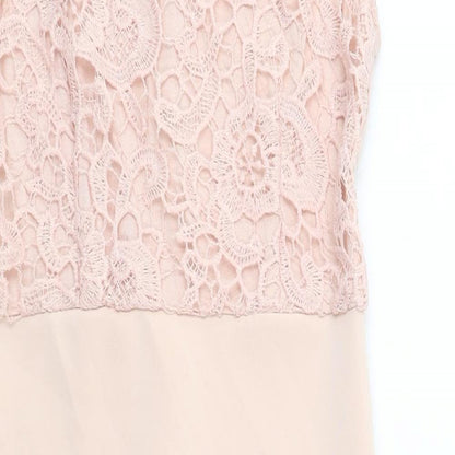 AX Paris Womens Pink Polyester Shift Size 10 Round Neck Zip - Lace Details