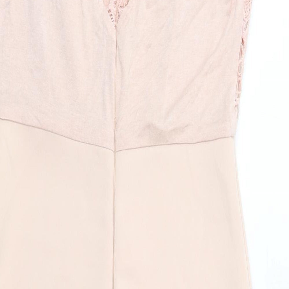 AX Paris Womens Pink Polyester Shift Size 10 Round Neck Zip - Lace Details