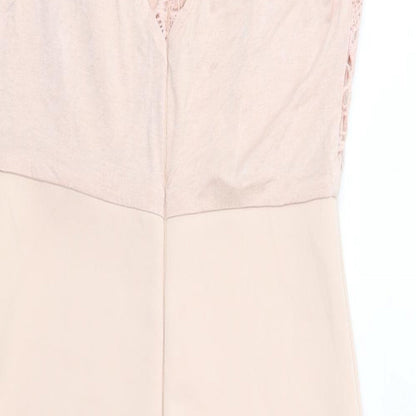 AX Paris Womens Pink Polyester Shift Size 10 Round Neck Zip - Lace Details