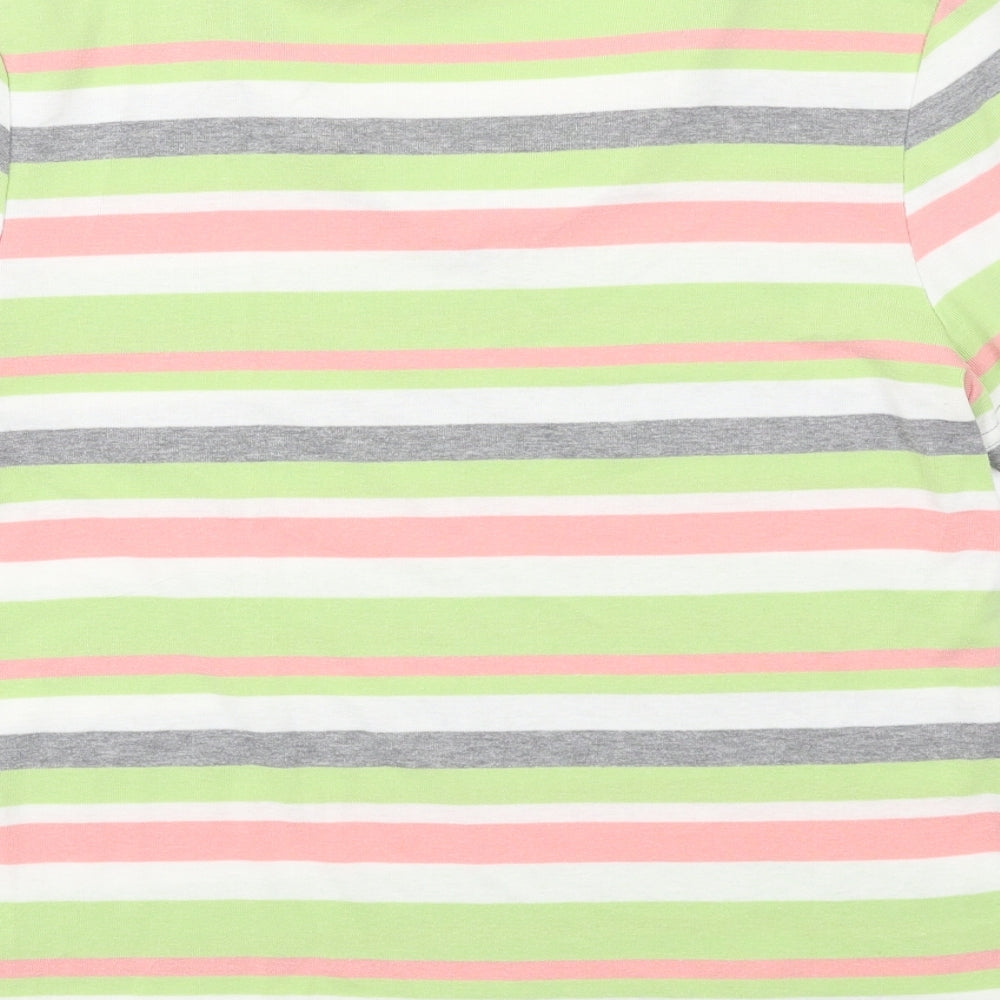 Bonmarché Womens Multicoloured Striped Polyester Basic T-Shirt Size M V-Neck