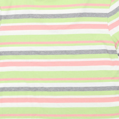 Bonmarché Womens Multicoloured Striped Polyester Basic T-Shirt Size M V-Neck