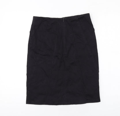 Jaqueine Womens Black Cotton A-Line Skirt Size 8 Zip