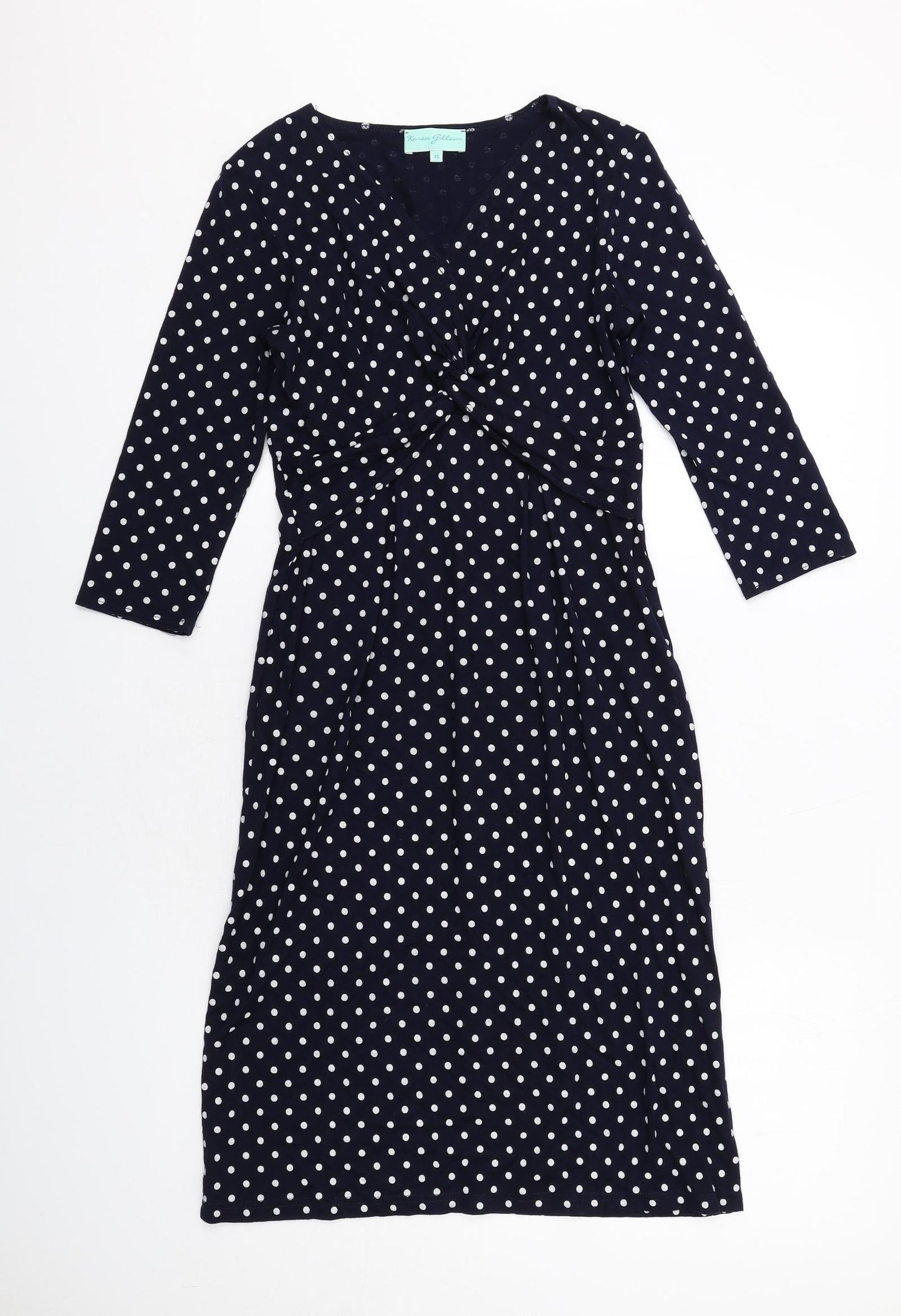 Karen Gillan Womens Blue Polka Dot Viscose A-Line Size XS V-Neck Pullover