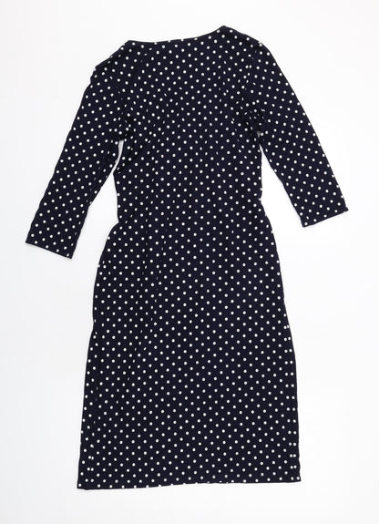 Karen Gillan Womens Blue Polka Dot Viscose A-Line Size XS V-Neck Pullover
