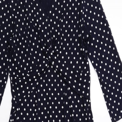 Karen Gillan Womens Blue Polka Dot Viscose A-Line Size XS V-Neck Pullover