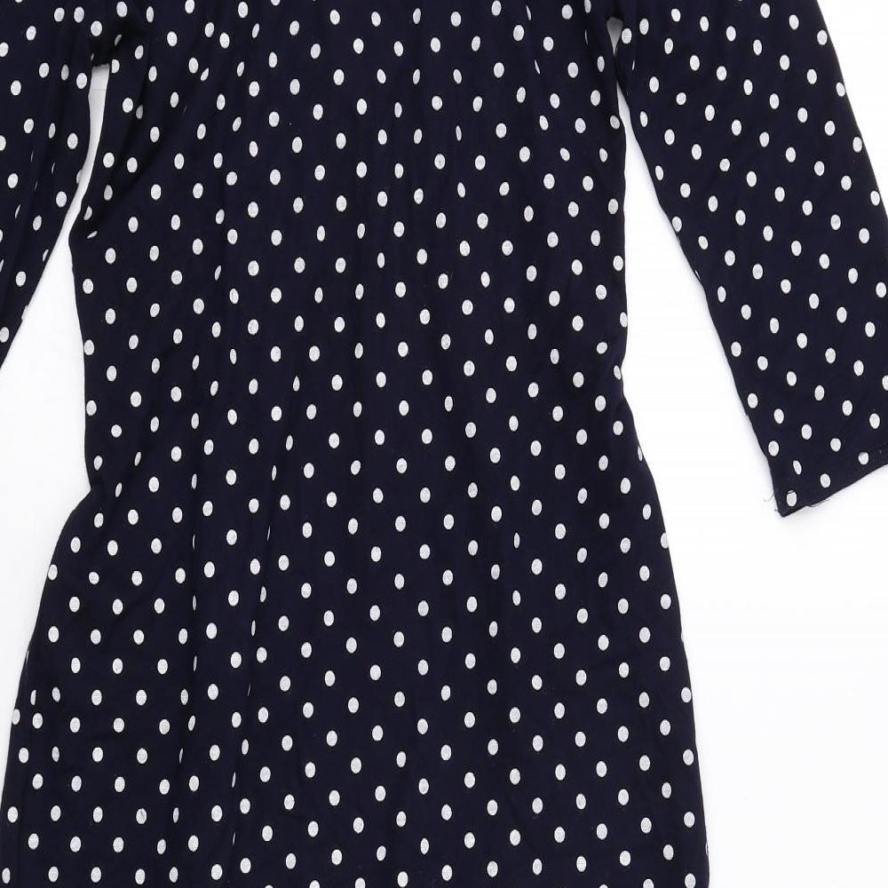Karen Gillan Womens Blue Polka Dot Viscose A-Line Size XS V-Neck Pullover