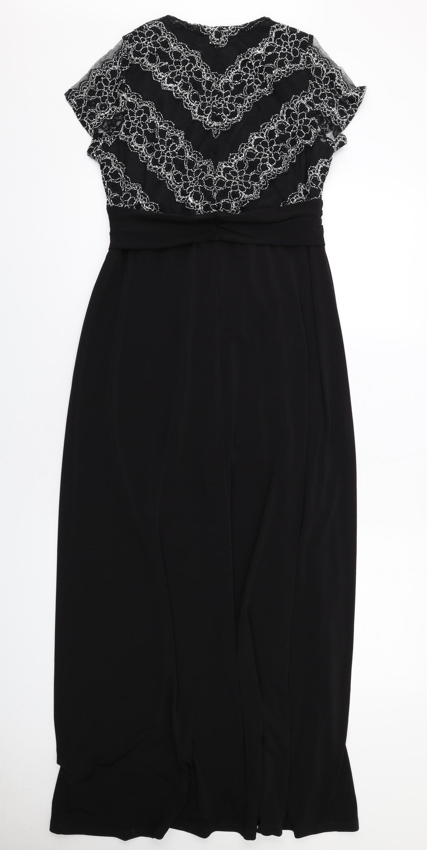 Together Womens Black Geometric Polyester Maxi Size 10 V-Neck Pullover