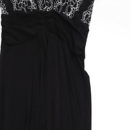 Together Womens Black Geometric Polyester Maxi Size 10 V-Neck Pullover