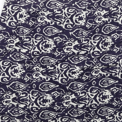 H&M Womens Blue Geometric Cotton A-Line Skirt Size 4 Zip