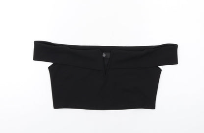 Womens UK Size 10 Missguided Black Cropped Blouse