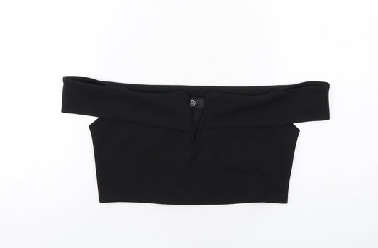 Womens UK Size 10 Missguided Black Cropped Blouse