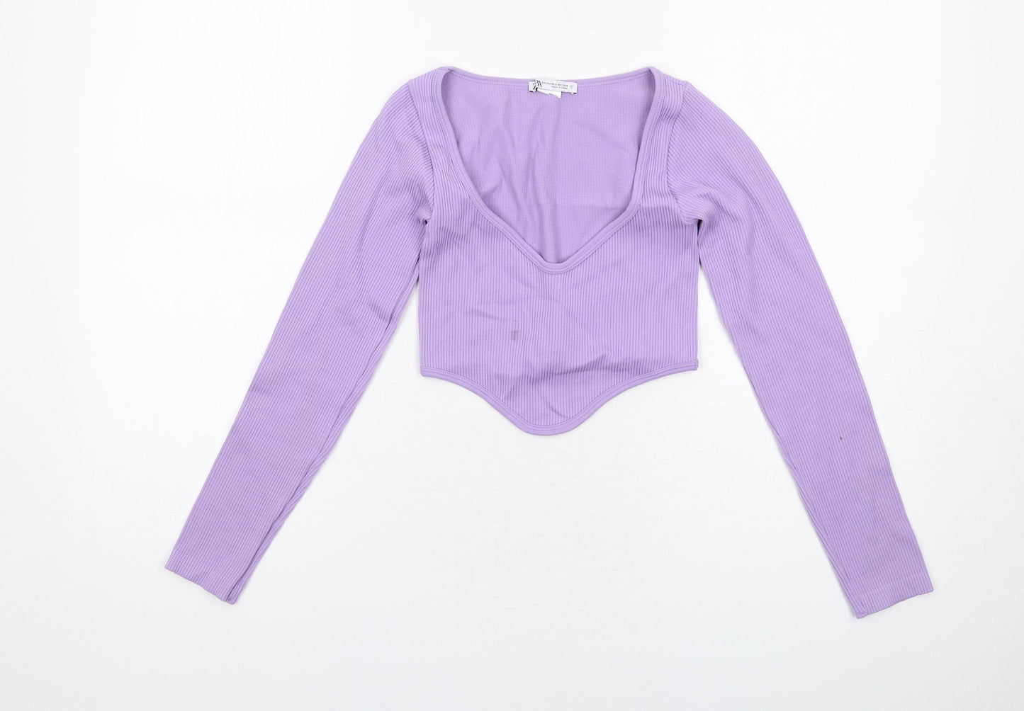 Womens UK Size XS Zara Purple Cropped T-Shirt