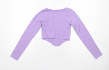 Womens UK Size XS Zara Purple Cropped T-Shirt