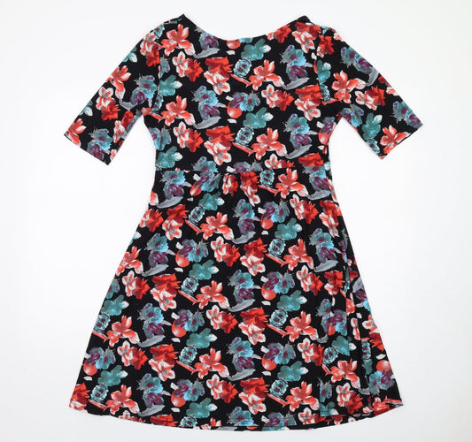 Pistachio Womens Multicoloured Floral Polyester A-Line Size M V-Neck Pullover