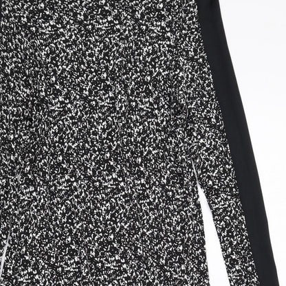 Marks and Spencer Womens Black Geometric Polyester A-Line Size 12 Round Neck Pullover