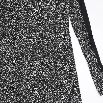 Marks and Spencer Womens Black Geometric Polyester A-Line Size 12 Round Neck Pullover