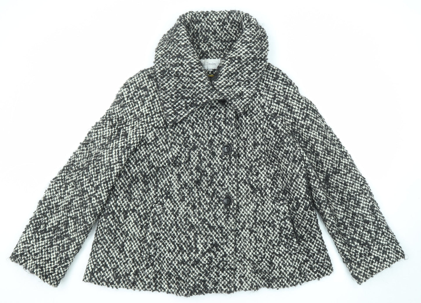 J.Taylor Womens Black Geometric Jacket Size 14 Button