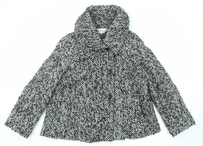 J.Taylor Womens Black Geometric Jacket Size 14 Button