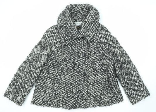 J.Taylor Womens Black Geometric Jacket Size 14 Button