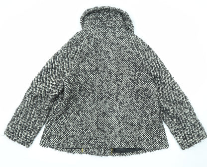 J.Taylor Womens Black Geometric Jacket Size 14 Button