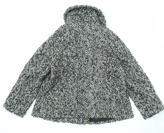 J.Taylor Womens Black Geometric Jacket Size 14 Button