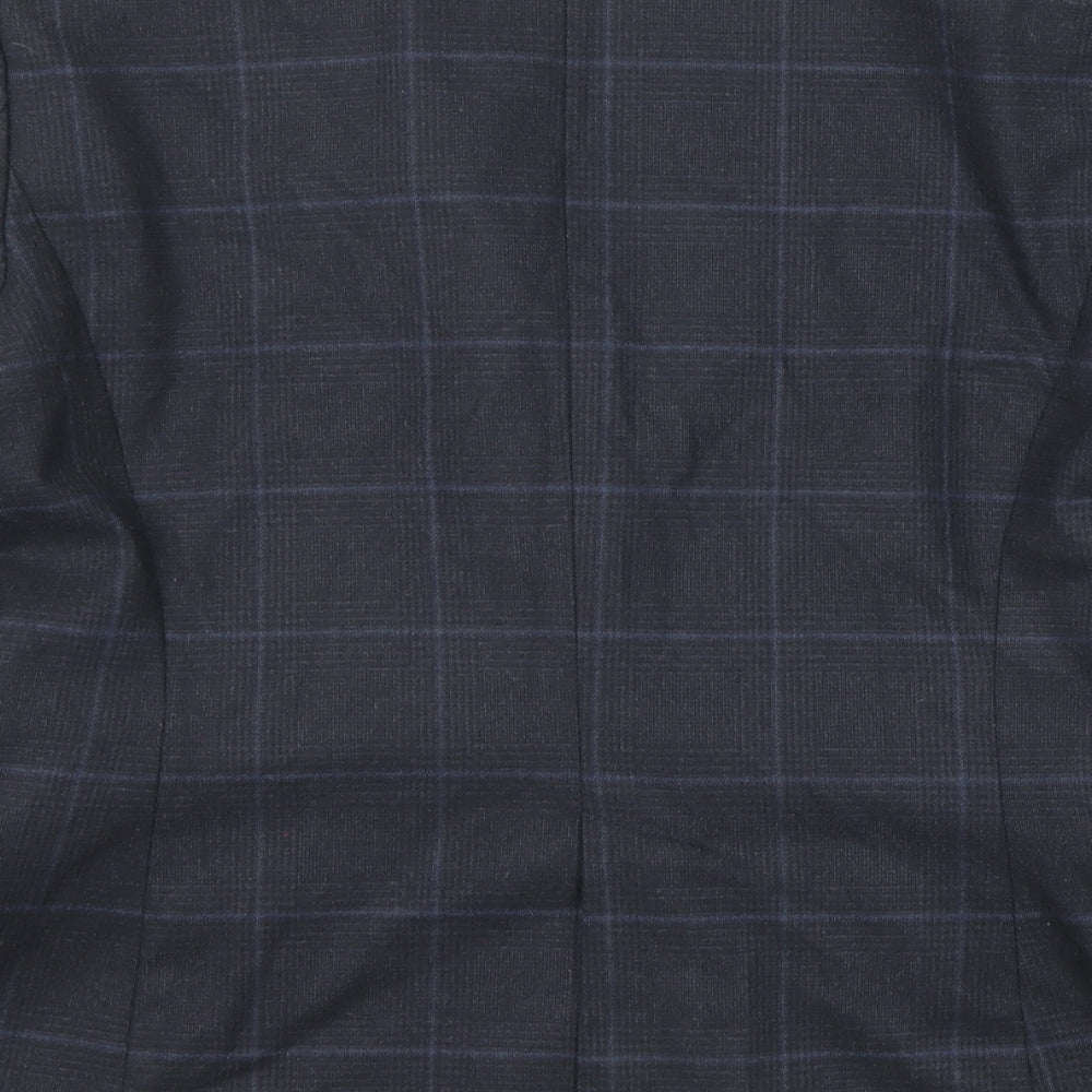 Zara Womens Blue Check Viscose Jacket Suit Jacket Size L