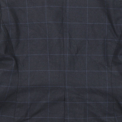 Zara Womens Blue Check Viscose Jacket Suit Jacket Size L