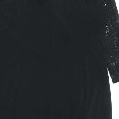Planet Womens Black Polyester Shift Size 18 Round Neck Pullover - Lace Details