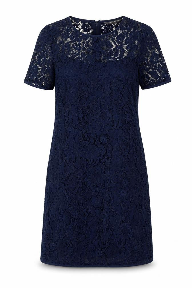 French Connection Womens Blue Polyamide A-Line Size 10 Round Neck Zip