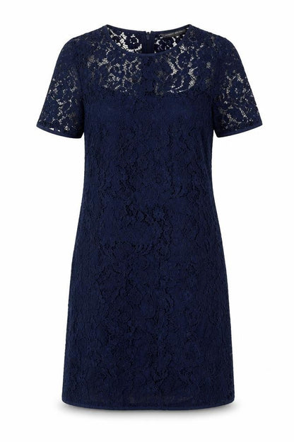 French Connection Womens Blue Polyamide A-Line Size 10 Round Neck Zip