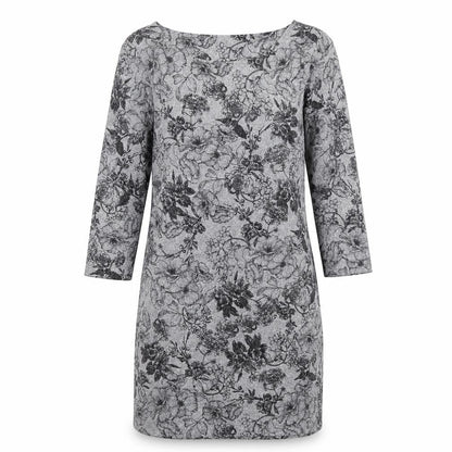 Marks and Spencer Womens Grey Floral Polyester Shift Size 10 Round Neck Pullover