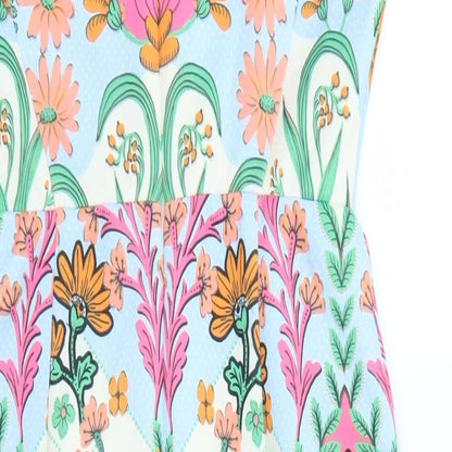 ASOS Womens Multicoloured Floral Polyester Shift Size 8 Collared Button