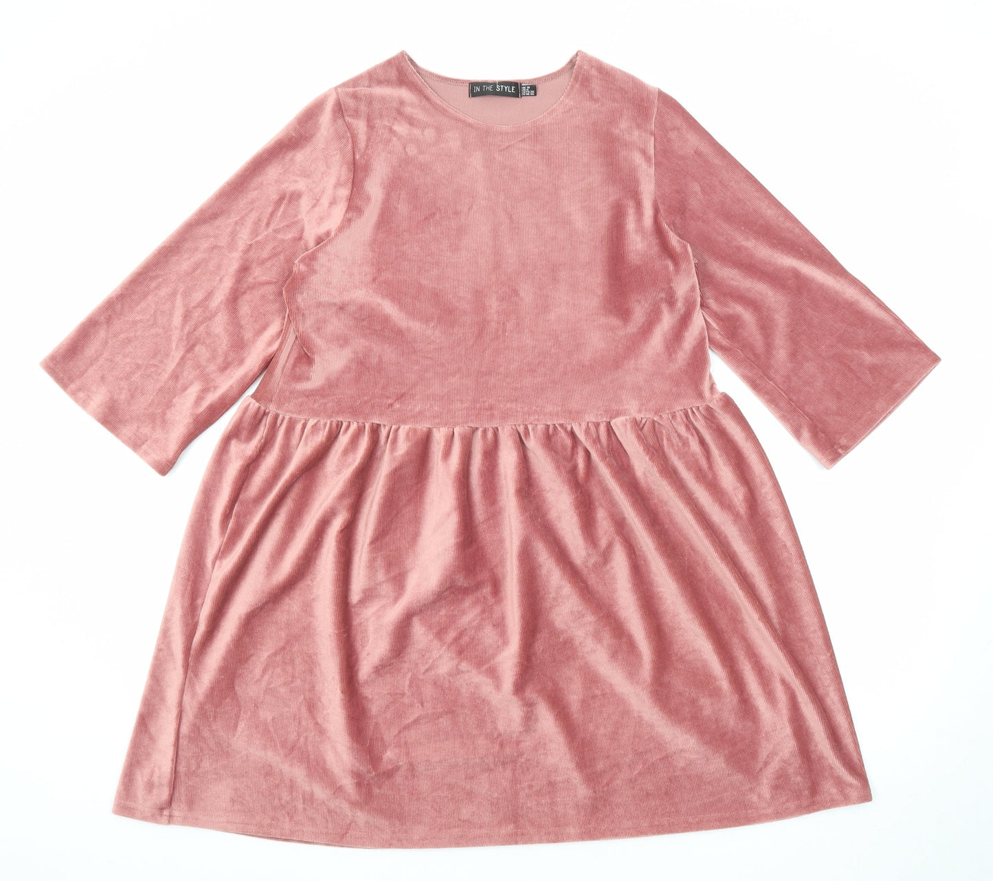 In the Style Womens Pink Polyester A-Line Size 10 Round Neck Pullover