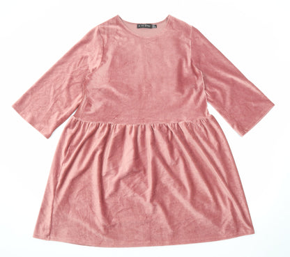 In the Style Womens Pink Polyester A-Line Size 10 Round Neck Pullover