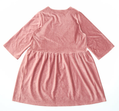 In the Style Womens Pink Polyester A-Line Size 10 Round Neck Pullover